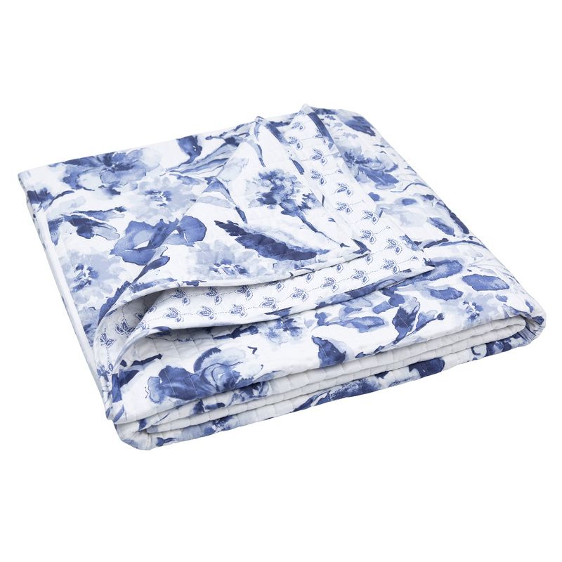 Linnea Blue Floral Quilted Throw - Levtex Home, 3 of 4