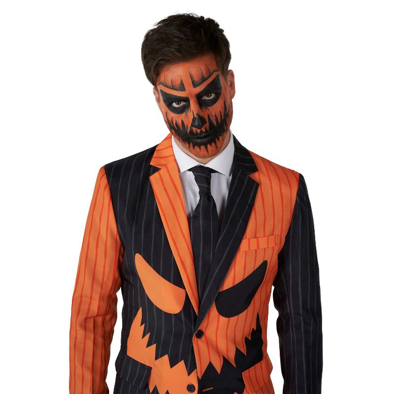 Suitmeister Men's Halloween Costume - Jack-O Pinstripe Suit Black - Orange, 3 of 4