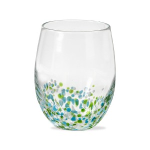 tagltd 16 oz. Pebble Glass Stemless Green Multi Dishwasher Safe Beverage Glassware  Dinner Party Wedding Restaurant - 1 of 1