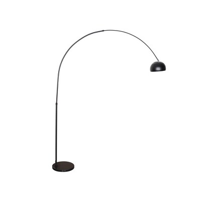 LeisureMod Arched Floor Lamp with a Black Round Marble Base and Metal Lamp Shade Arco Collection