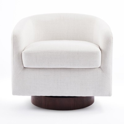VINGLI 360°Swivel Accent Chair with Engineered Wood Base and Removable Cushion for Living Room, Bedroom