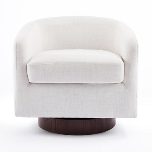 VINGLI 360°Swivel Accent Chair with Engineered Wood Base and Removable Cushion for Living Room, Bedroom - 1 of 4