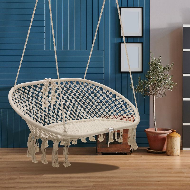 Sorbus Double Hammock Chair Macramé Swing, 300 Pound Capacity, Perfect for Indoor/Outdoor Home, Patio, Deck, Yard, Garden, 4 of 7