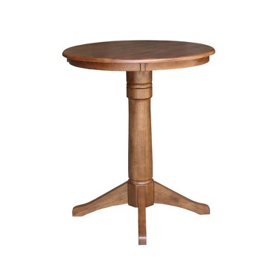 Distressed Oak Round Solid Wood Counter Height Dining Table