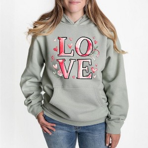 Simply Sage Market Women's Graphic Hoodie Love Ribbon - 1 of 2