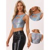 INSPIRE CHIC Women's Metallic Sleeveless Cut Out Party Holographic Crop Tank Tops - 2 of 4