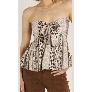 Women's Printed Ribbon Bubble Hem Tube Top - EN CREME - 1 of 1