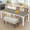 Lirago Brown 78" Rectangular Dining Table E1 Particle Board Metal Frame 27.5x78.7x29.5 6-8 Seater Kitchen Table - 4 of 4