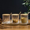 Slickblue Stylish Hammered Clear Glass Condiment Jars, Set of 3, 11 oz, Handmade, Dishwasher Safe - 3 of 4