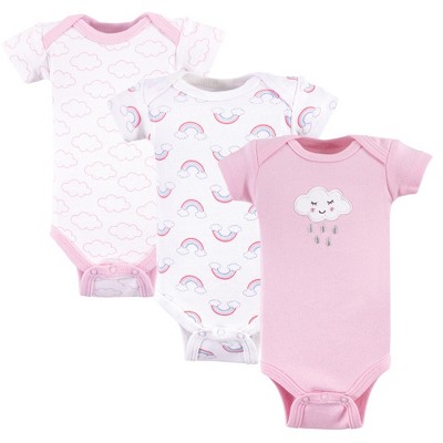 Luvable Friends Baby Girl Cotton Preemie Bodysuits 3pk, Girl Cloud, Preemie