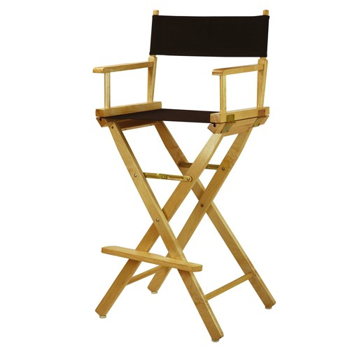 Bar-Height Director's Chair - Natural Frame, Black Canvas