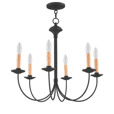 Heritage Black Steel 6-Light Candelabra Chandelier