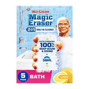 Mr. Clean Lemon Magic Eraser 2-in-1 Built-In Cleaner Bath - 5ct - 1 of 4