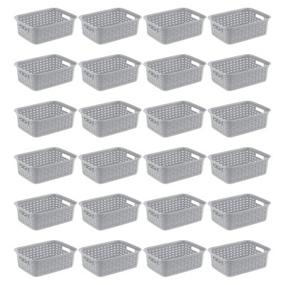 Sterilite Small Convenient 11 Inch Long Multipurpose Basketweave Home Or  Office Storage Open Basket Organizer, Espresso (8 Pack) : Target