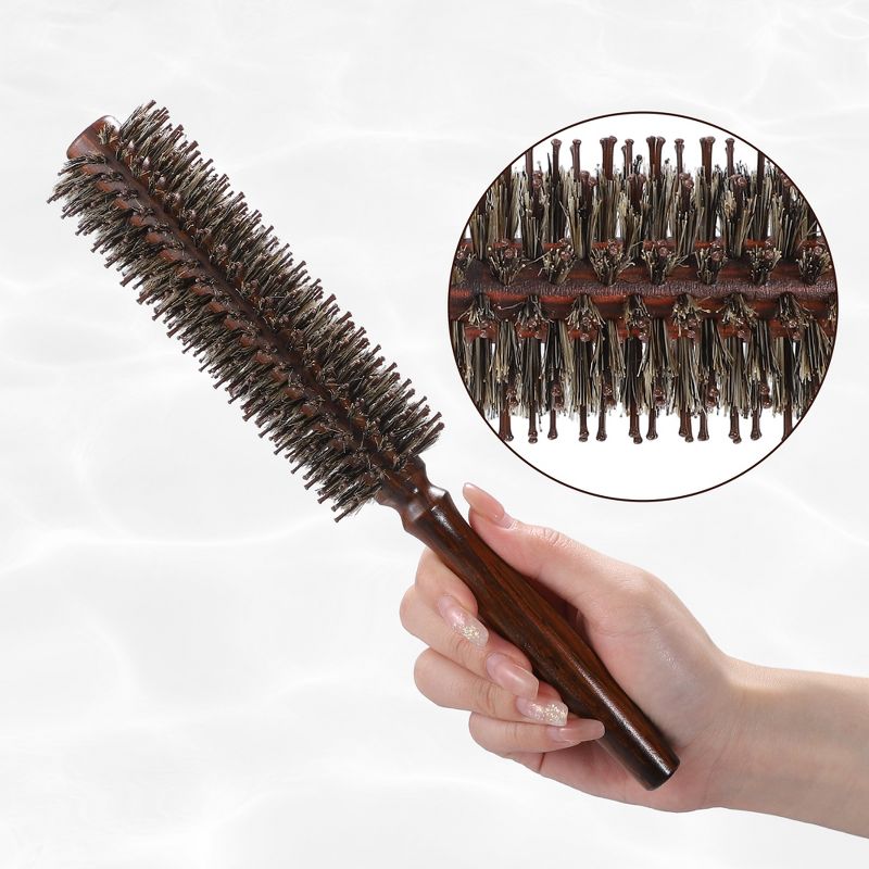 Unique Bargains Nylon Bristle Round Curling Hair Ruled Comb Brown 1 Pc, 4 of 7