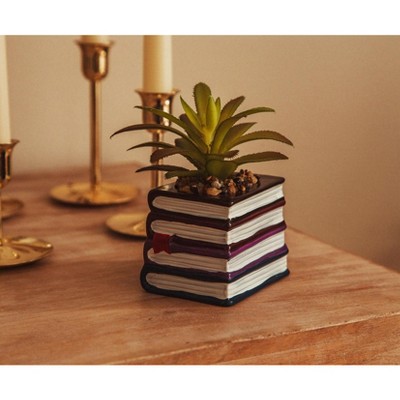 Enchanted Hogwarts Book Stack 3" Ceramic Planter with Faux Succulent