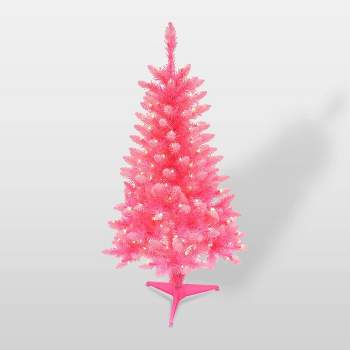 4ft Pre-Lit Fashion Artificial Christmas Tree Pink - Puleo