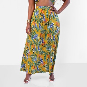Rebdolls Women's Bon Voyage Tropical Print Skater Skirt - 1 of 3