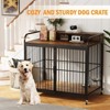 Dog Crate Furniture, Dog Crates Side End Table Indoor, Wooden Dog Kennel with Adjustable Height and 360° Rotating Feeder - 2 of 4