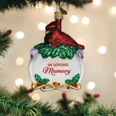 Memorial Cardinal Glass Tree Topper with Loving Memory Message