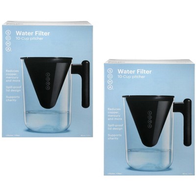 Soma Water Pitcher Filter 10 Cup Black - Case of 2/80 oz