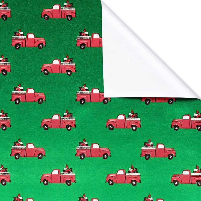 20 sq ft Red Truck Foil Christmas Wrapping Paper, 3 of 7