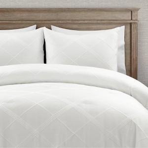 Lush Decor 3pc Diamond Geo Gacquar Comforter Bedding Set White - 1 of 4