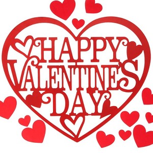 The Lakeside Collection Valentine's or St Patrick's Metal Wall Sign with 12 Wall Stickers - Happy Valentine's Day - 1 of 1