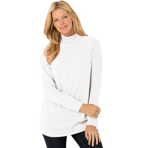 Woman Within Women's Plus Size Petite Perfect Long-Sleeve Mockneck Tee - image 1 of 4