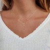 Gold Cross Necklace, 16 - 18 Inch Gold Chain, Women's Simple Cross Pendant, Faith Gift for Her - 2 of 4
