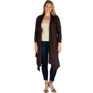 Plus Extra Long Open Front Cardigan - 24seven Comfort Apparel™ - 1 of 3