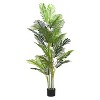 Okak 78.5IN Artificial Palm Tree with Black Plastic Pot Set of 2, Indoor Faux Plants with Life-Like Leaves, Fake Plants for Indoor Decor, Green - 3 of 4