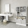 Two-Compartment Tilt-Out Dirty Laundry Basket Tall Bathroom Cabinet with 2 Adjustable Shelves-White - 3 of 4