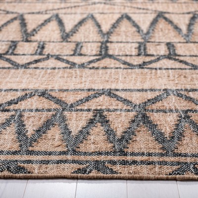 Natural and Charcoal Wool and Cotton Flat Woven Area Rug, 5' x 8'
