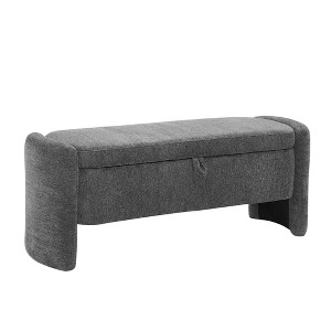 Zeus & Ruta Chenille Fabric Bench with Large Storage Space - 1 of 4