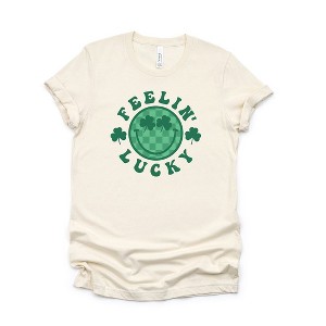 Simply Sage Market Women's Feelin Lucky Checkered Smiley Short Sleeve Graphic Tee - 1 of 3