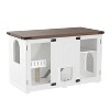 LunaLulinlk white Cat Litter Box Fence, Double Hidden Litter Box Furniture for 2 Cats - 3 of 4