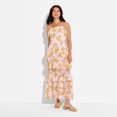Женские платья Wild Fable Women's Flounce Tiered Maxi A-Line Dress - Wild Fable™ Pink Floral XXS — фото 2