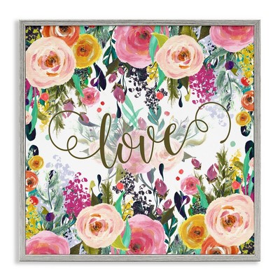 Stupell Industries Elegant Love Floral Pattern Black Framed Giclee Art