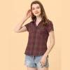 INSPIRE CHIC Women's Classic Short Sleeve Button Down Plaid Shirt - 3 of 4