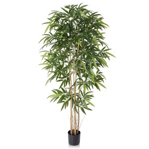 DR.Planzen 5/6/7FT Artificial Bamboo Tree with Real Bamboo Canes in Black Planter, Realistic Faux Bamboo Plant for Indoor Outdoor Home Decor - 1 of 4