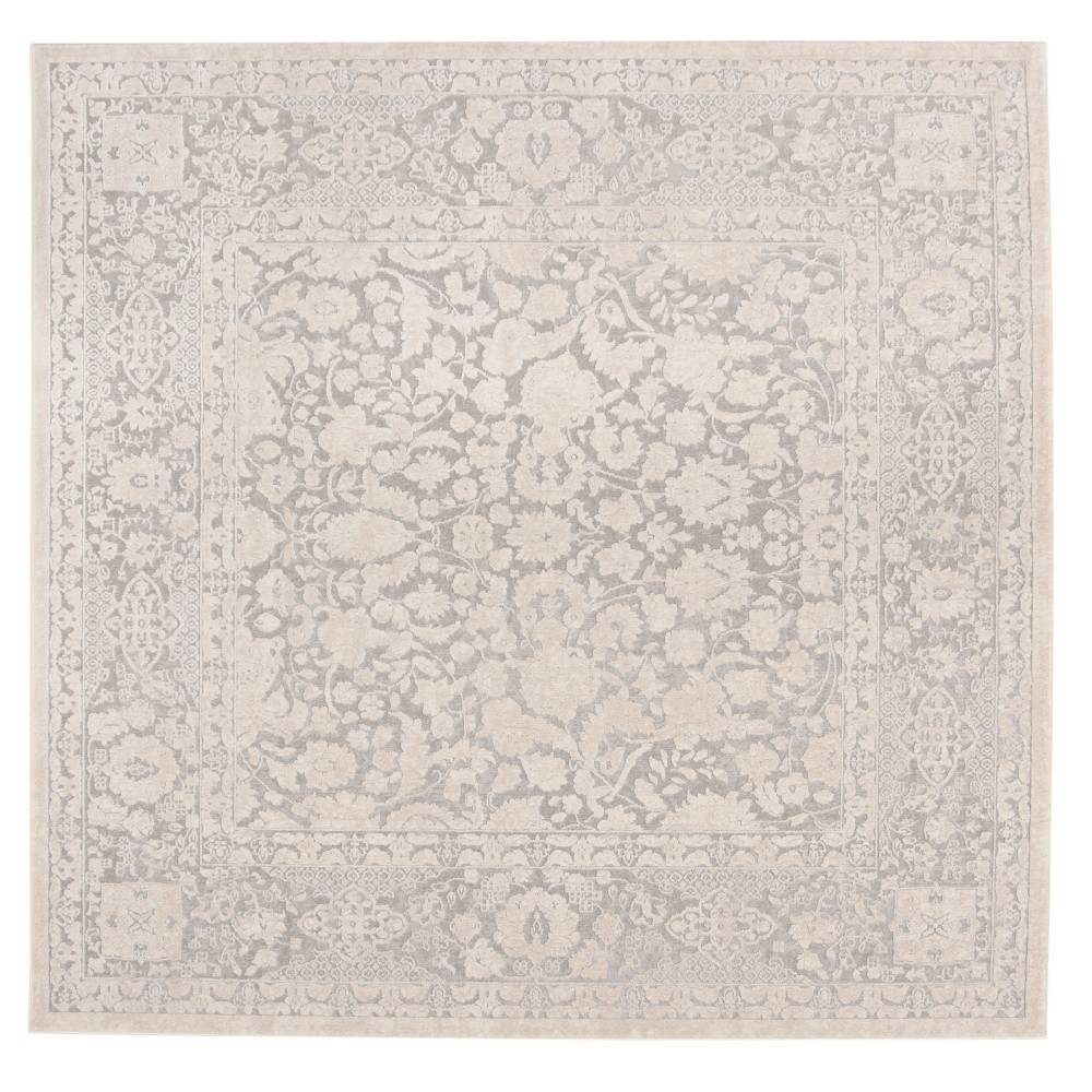 6'7inx6'7in Maribel Floral Loomed Area Light Gray/Cream - Safavieh