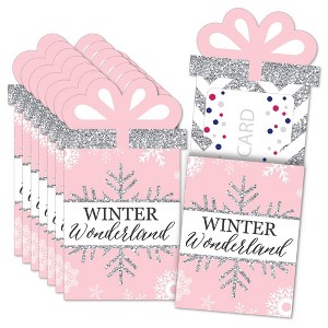 Big Dot of Happiness Pink Winter Wonderland - Holiday Snowflake Party & Baby Shower Money and Gift Card Sleeves - Nifty Gifty Card Holders - Set of 8 - 1 of 4