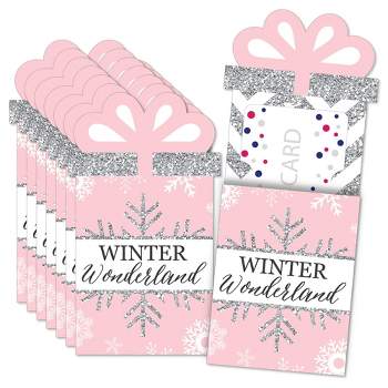 Big Dot of Happiness Pink Winter Wonderland - Holiday Snowflake Party & Baby Shower Money and Gift Card Sleeves - Nifty Gifty Card Holders - Set of 8