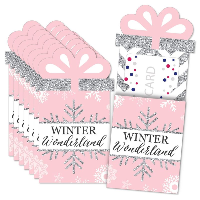 Big Dot of Happiness Pink Winter Wonderland - Holiday Snowflake Party & Baby Shower Money and Gift Card Sleeves - Nifty Gifty Card Holders - Set of 8, 1 of 9