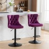 FONTOI 2 PCS Upholstered Barstools with Adjusatble Seat Height, Swivel Bar Stools with Backs for Living Room Kitchen, Purple&Black, 17.1"*45.6"*18.1" - 4 of 4