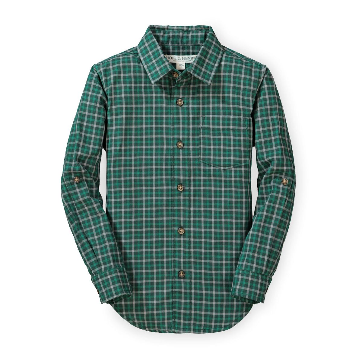 Hope & Henry Boys' Convertible Double Weave Button Down Shirt, Infant - thumbnail 4