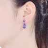 Guili Sterling Silver White Gold Plated Drop Earrings with Colored Cubic Zirconia Accents, A Chic and Elegant Addition to Any Jewelry Collection - 2 of 2