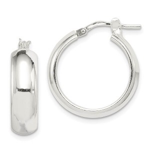 Black Bow Jewelry 6mm, Domed Round Hoop Earrings in Sterling Silver - 20mm (3/4 Inch) - 1 of 4