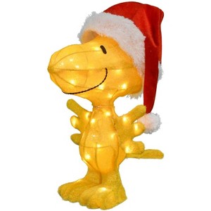 ProductWorks Peanuts Pre-Lit Woodstock in Santa Hat Indoor/Outdoor Christmas Yard Ornament, Holiday Display with 35 Lights, 22 Inches - 1 of 2